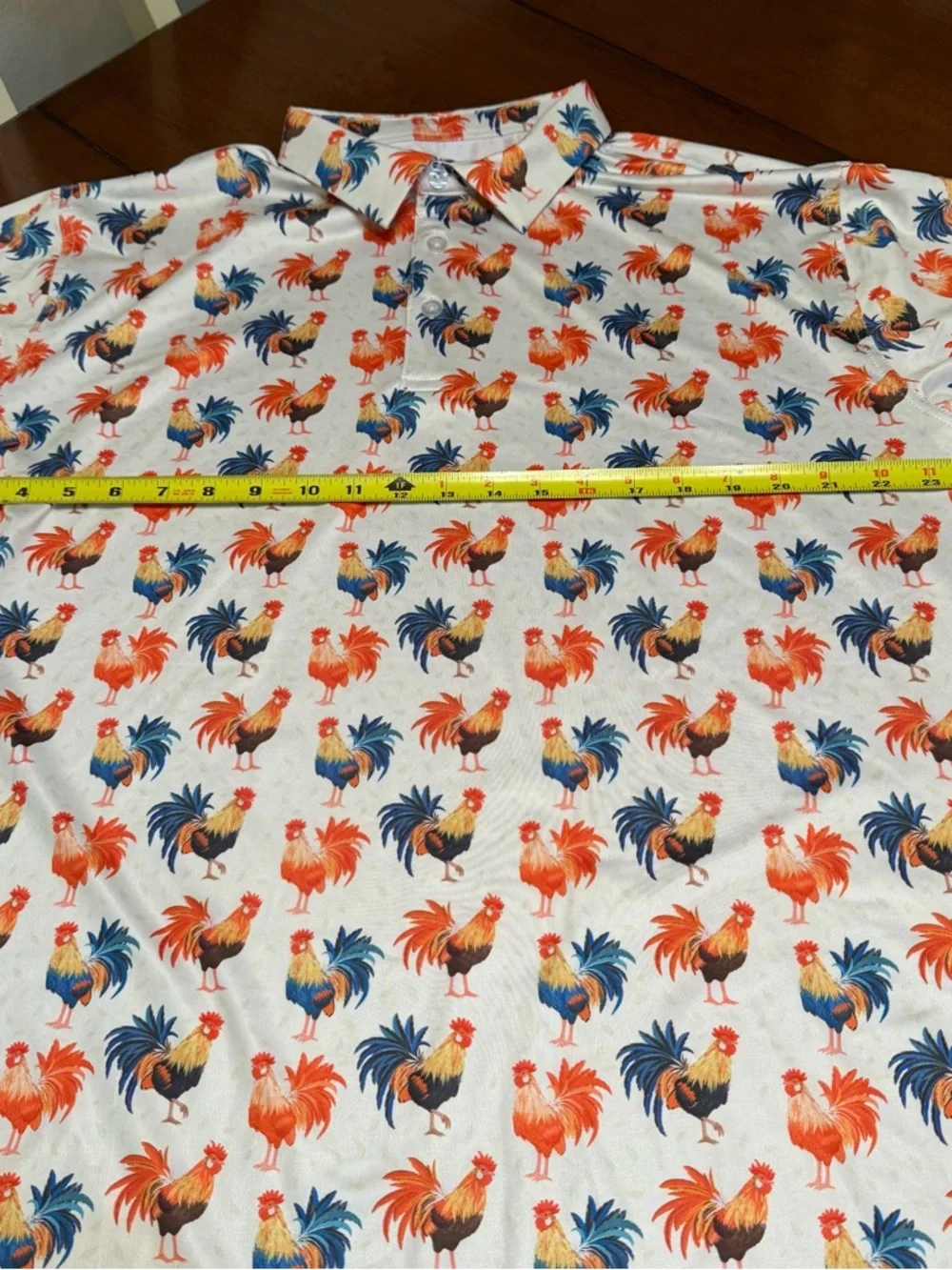 Waggle Polo Shirt Mens 2XL White Cocky Roosters Golf Stretch Outdoor AOP - Picture 6 of 7